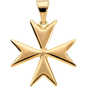 14k gold maltese cross pendant 18x18 mm this cross is