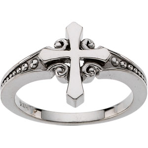 Sterling silver cross ring. Available in whole finger sizes from 5-12 ...