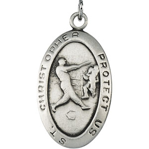 Sterling Silver St Christopher Baseball Medal