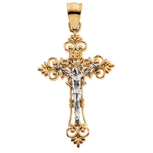 Crucifix Pendant 14K Two Tone