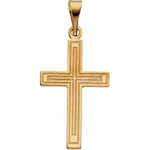 14K Gold Cross Pendant 18x12 mm