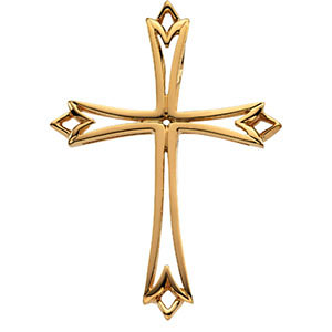 14K Gold Cross Pendant 42x32 mm