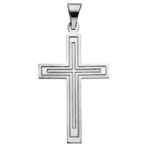 14K Gold Cross Pendant White 18x12 mm