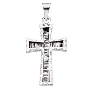 14K Gold Cross Pendant White 23x16 mm