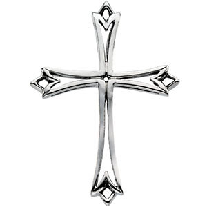 14K Gold Cross Pendant White 42x32 mm