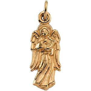 14K Gold Angel w/Harp Pendant