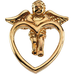 14K Angel on Heart lapel pin
