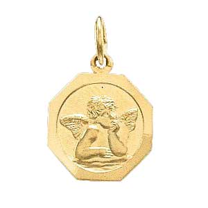 14K Gold Angel Medal 8.0 mm