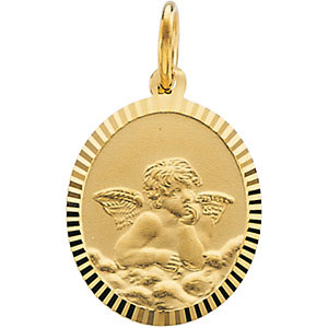 14K Gold Angel Medal 11x9 mm