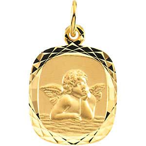 14K Gold Cherub Medal 12x11 mm