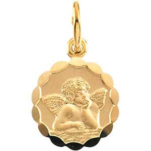 14K Gold Cherub Medal 8.0 mm