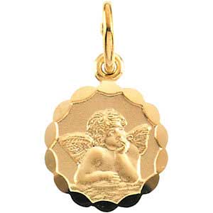 14K Gold Cherub Medal 8.0 mm