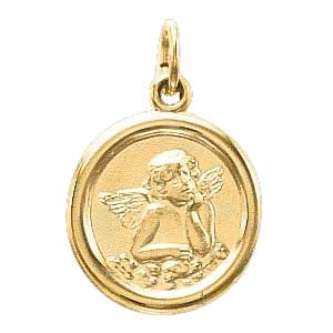 14K Gold Angel Medal 10.0 mm