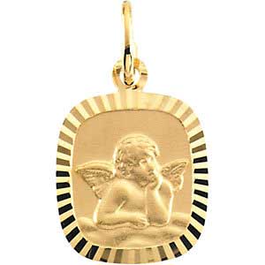 14K Gold Angel Medal 12x11 mm