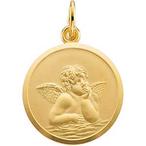 14K Gold Angel Medal 16.0 mm