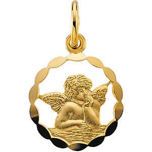 14K Gold Cherub Medal 12 mm