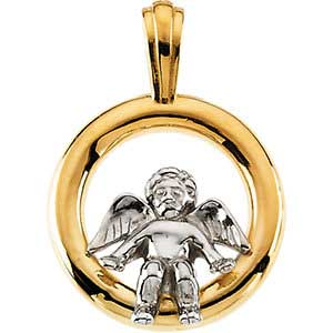 14K Gold Angel Pendant 15.0 mm