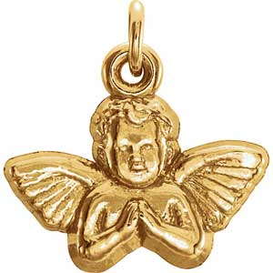 14k Gold Angel Pendant 11x12 mm