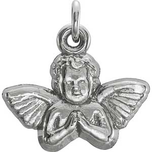 14k Gold Angel Pendant White 11x12 mm