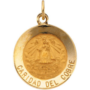 14K Gold Caridad Del Cobre Medal