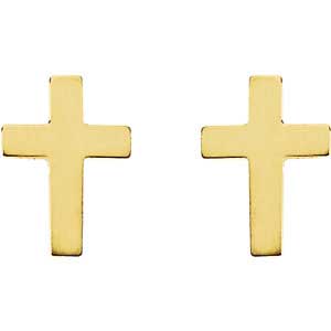 14K Gold Cross Earrings 10x6 mm