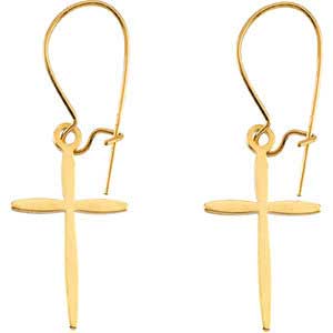 14K gold cross earrings