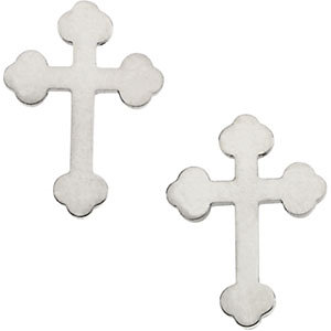 14K Gold Cross Earrings White 11x8 mm