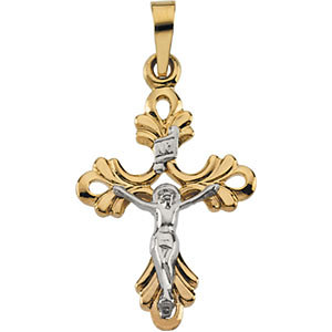 14KTT Crucifix Pendant 20x15 mm