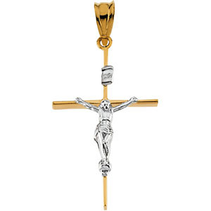 14KTT Crucifix Pendant 26x17 mm