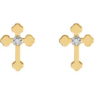Diamond Cross Earrings 11x8 mm