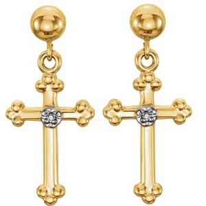 Diamond Cross Earrings 0.01 ctw