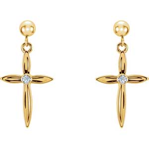 Diamond Cross Earrings 18x13 mm