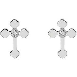 Diamond Cross Earrings White 11x8 mm