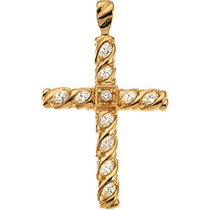 14K Diamond Cross Pendant 3/4 ctw