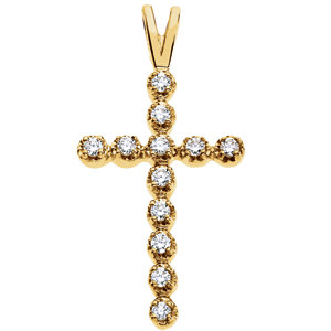 14K Diamond Cross Pendant 0.18 ctw