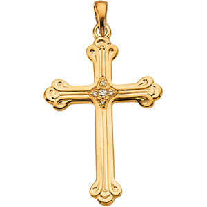 14K Diamond Cross Pendant 0.035 ctw