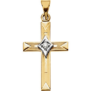 14K Diamond Cross Pendant 0.02 ctw