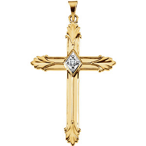 14K Diamond Cross Pendant 0.06 ctw