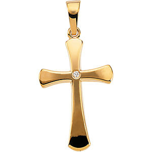 14K Diamond Cross Pendant 0.005 ctw