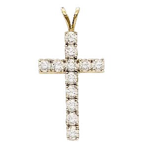 14K Diamond Cross Pendant 1.20 ctw