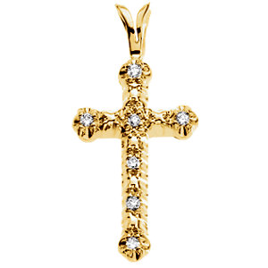 14K Diamond Cross Pendant 0.07 ctw