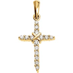 14K Diamond Cross Pendant 0.23 ctw