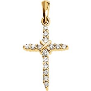 14K Diamond Cross Pendant 0.23 ctw