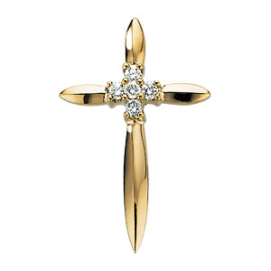 14K Diamond Cross Pendant 1/15 ctw