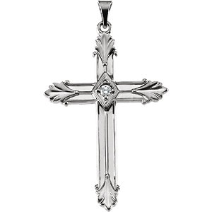 14K Diamond Cross Pendant White 0.06 ctw