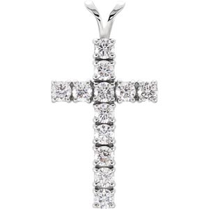 14K Diamond Cross Pendant White 1.20 ctw