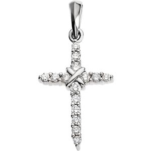 14K Diamond Cross Pendant White 0.23 ctw