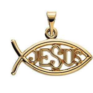 14K Fish Jesus Pendant