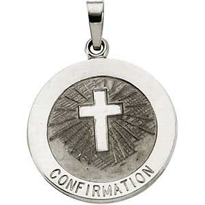 14K Gold Confirmation Medal White