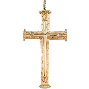 14K Gold Cross Pendant 39x23 mm